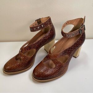 Schuler Sons Philadelphia Nalia Heels Brown Leather Boho Anthropologie Size 6.5
